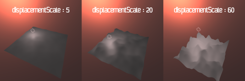 Three.js heightmap displacementScale
